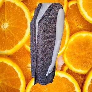 R Fashion Apparel Open Front Confetti Sleeveless Hooded Cardigan Sweater Size XL